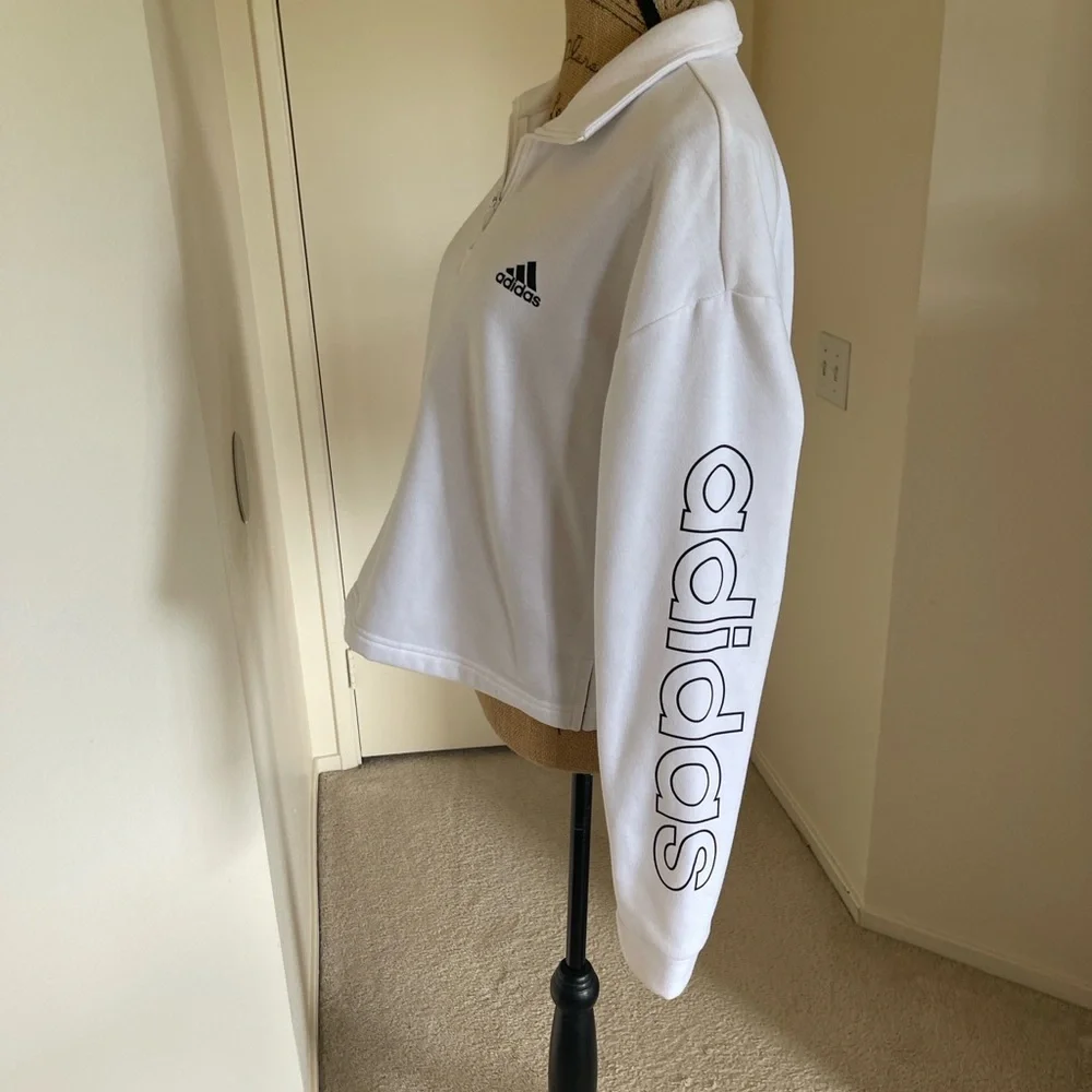 Adidas White Pullover with Black Logo - Picture 1 of 7